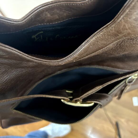 Foley and Corinna Leather Shoulder Bag Brown Gold Turnkey Boho - Picture 7 of 15